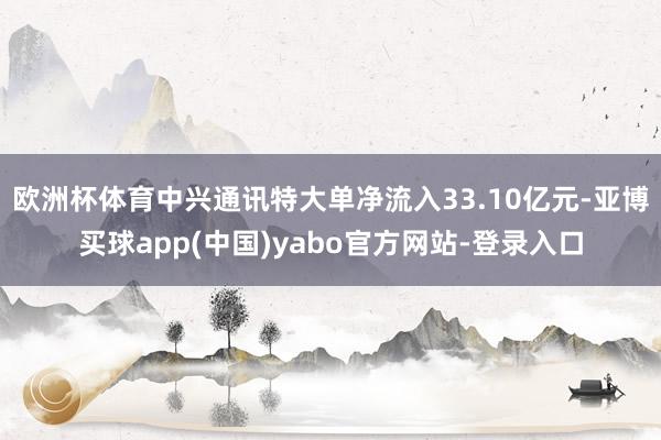 欧洲杯体育中兴通讯特大单净流入33.10亿元-亚博买球app(中国)yabo官方网站-登录入口