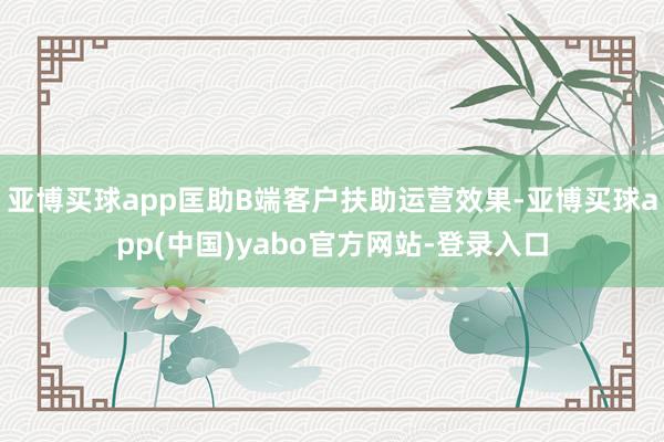 亚博买球app匡助B端客户扶助运营效果-亚博买球app(中国)yabo官方网站-登录入口